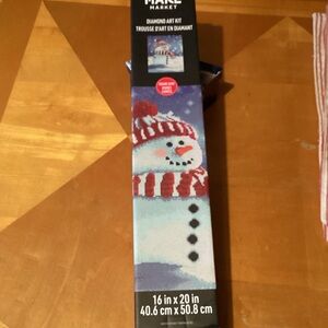 Diamond Art Kit with Snowman Design - Red, Blue, White